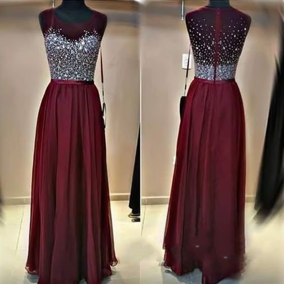 burgundy floor length gown